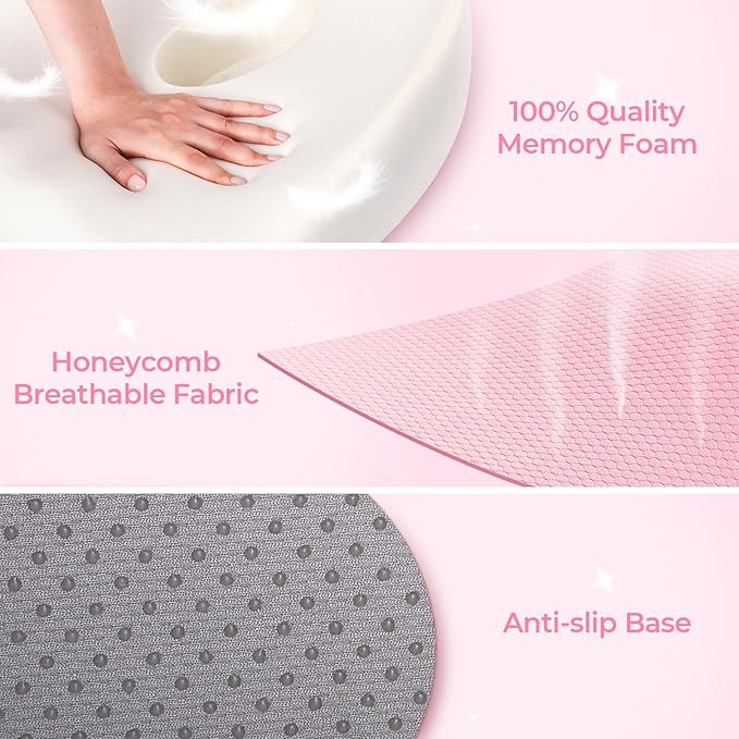 AUVON Innovative Donut Pillow Hemorrhoids Scientific Center Hole and Tailbone Cutout, Orthopedic Pain Relief Donut Seat Cushion for Coccyx, Sciatica, After Surgery Sitting Relief, FSA HSA Eligible