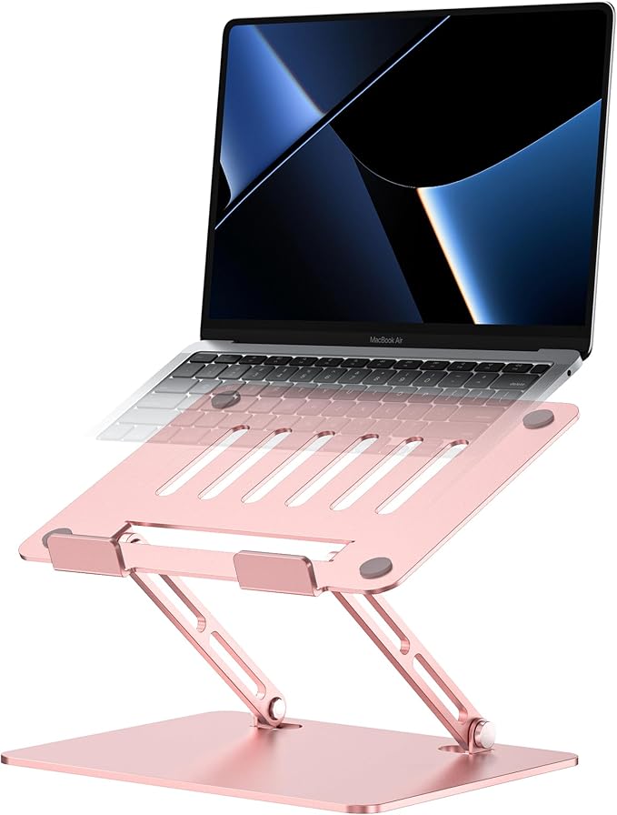 Adjustable Laptop Stand, Ergonomic Computer Stand for Desk, Aluminum Ventilated Colling Laptop Riser Holder Mount Compatible with MacBook Pro Air, HP, 10-15.6" All Laptops