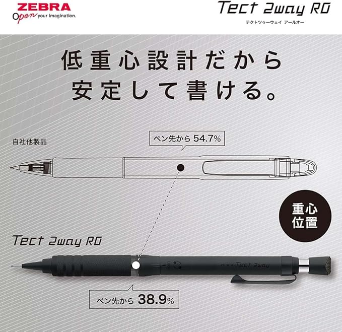 Zebra P-MA141-MS Tech 2-Way RO Mechanical Pencil 0.02 inches (0.5 mm) Metal Silver Knurling Model