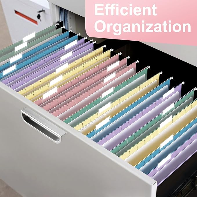 Hanging File Folders, 60 Pack Letter Size Hanging File folders with 1/5-cut Tabs, Stay Organized for Your Home and Office Bulk File, Documents and Paper, Macaron 10 Colors