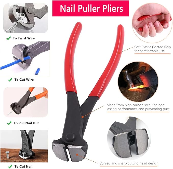 4pcs Upholstery Staple Remover Tool,Nail Remover Tool With Nail Puller Pliers Tack Puller, Staple Remover,Staple Puller Remove Nails From Furniture Floor Wall Wooden Case Picture (4)