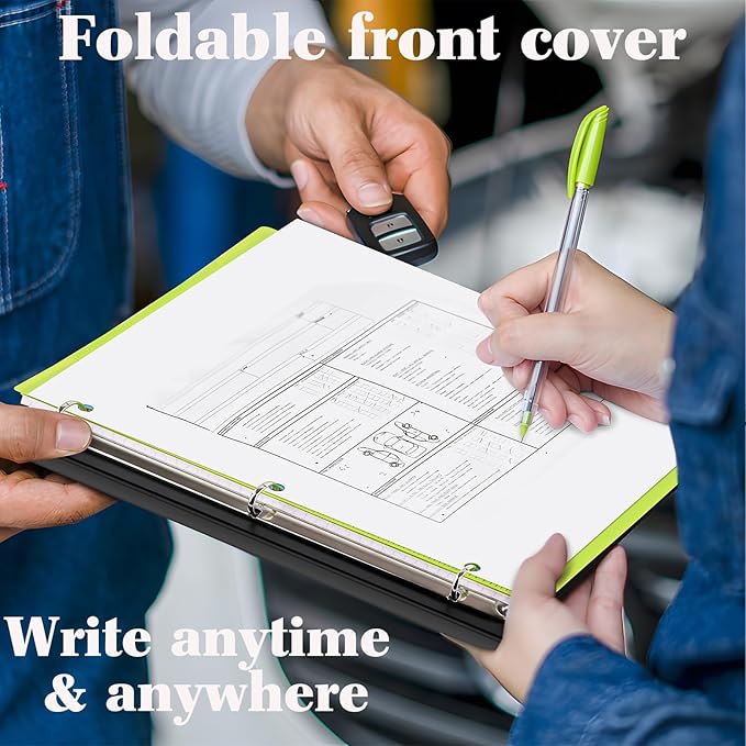 INFUN 1 Inch 3-Ring Telescoping Project Organizer Binder,13 Pocket, Customizable Front Cover, 5 Colors Pocket Divider and Plastic Binder Pocket，225 Sheet Capacity-Pink