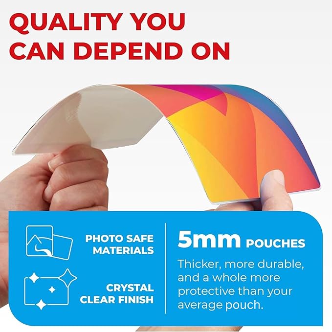 5MIL Thermal Laminating Sheets (125 Count) Small Sizes, Photo, Card, Notecard, ID Badge, Business Card Dry-Erase Friendly Laminating Pouches, Compatible with Laminators, Crystal Clear Laminated Finish