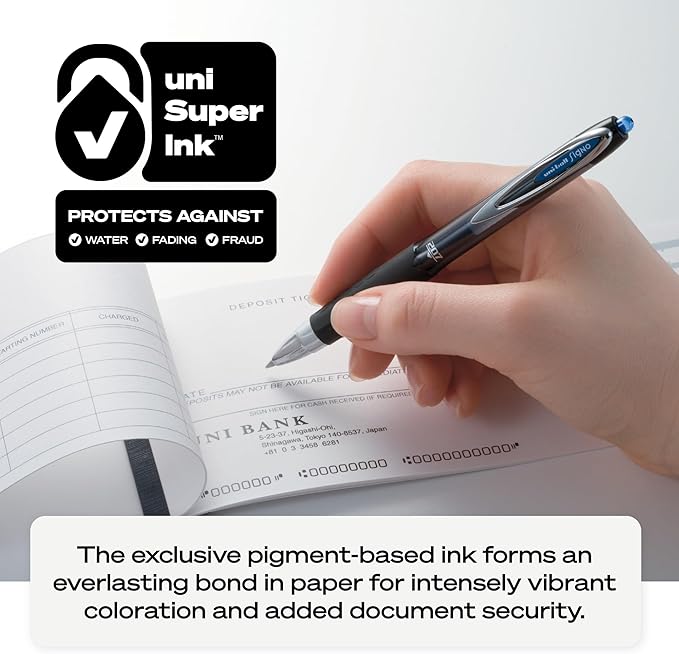 uniball 207 Retractable Gel Pens, Micro Point (0.5mm), Blue, 12 Pack