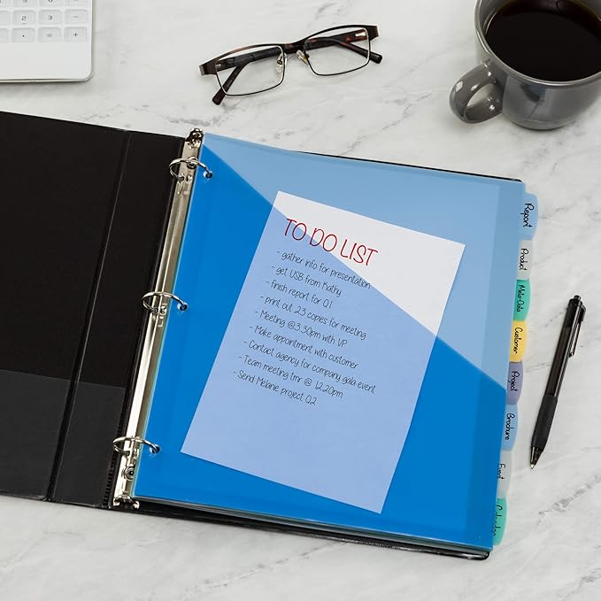 Avery Write & Erase Pocket Plastic Dividers for 3 Ring Binders, 8 Tab Sets, Multicolor, Works with Sheet Protectors (31701) (Pack of 24)