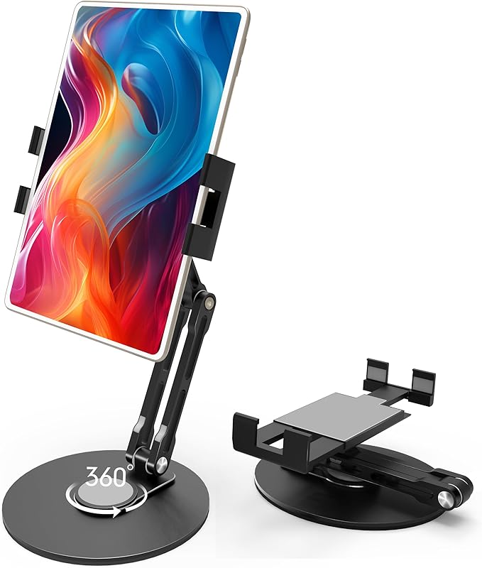 Bimo Tablet Stand Holder for ipad,Portable Monitor Stand Holder for 15.6'',16'',360°Rotate Base for 4.7''-16'' Kindle,Store Cash Register Office Reception Kitchen Desktop Display