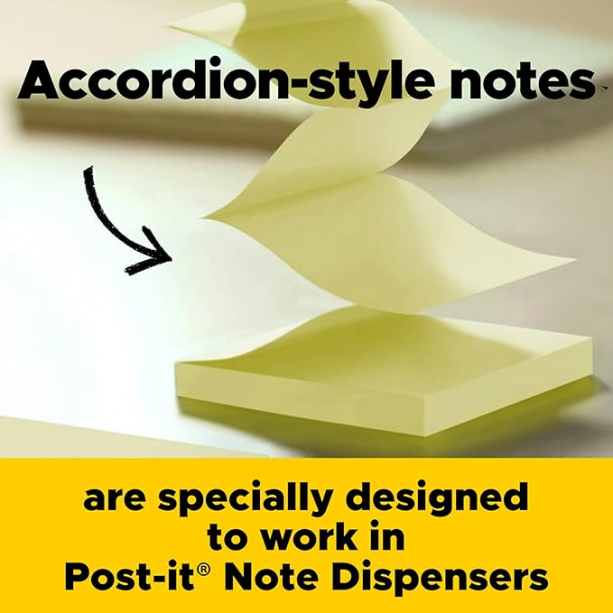 Post-it Dispenser Pop-up Notes, 3x3 in, 5 Pads, Canary Yellow, Clean Removal, Recyclable