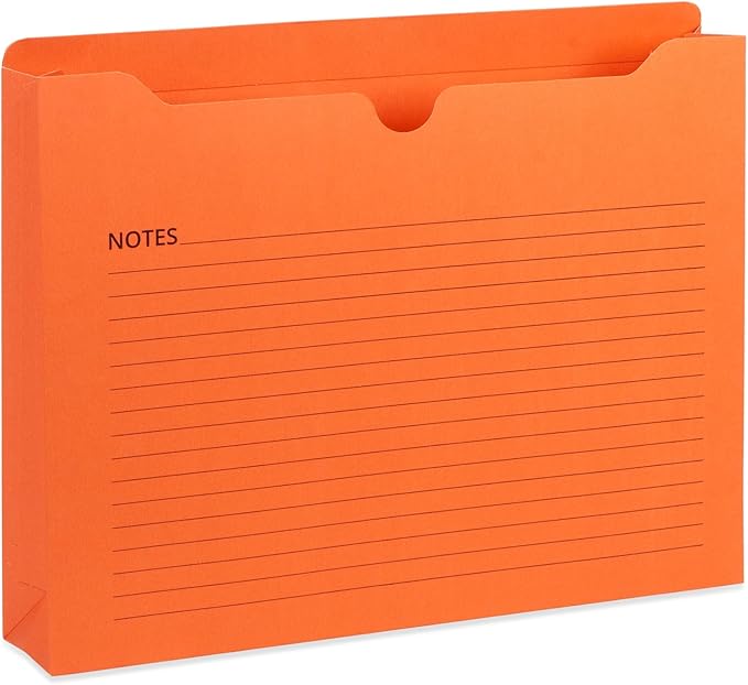 Blue Summit File Jackets Letter Size 2 Inch Expansion, Lined Folders with Lines for Notes on Front, 2 inch File Jacket Folders, Top Tab Pockets, Assorted Colors, Expandable, 25 Pack