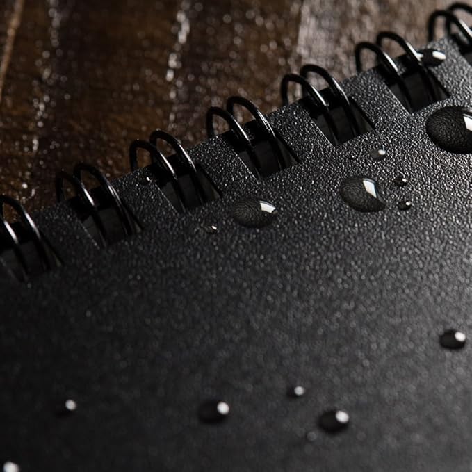 Rite in the Rain Weatherproof Top Spiral Notebook, 4" x 6", Black Cover, Universal Pattern, 6 Pack (No. 746L6)