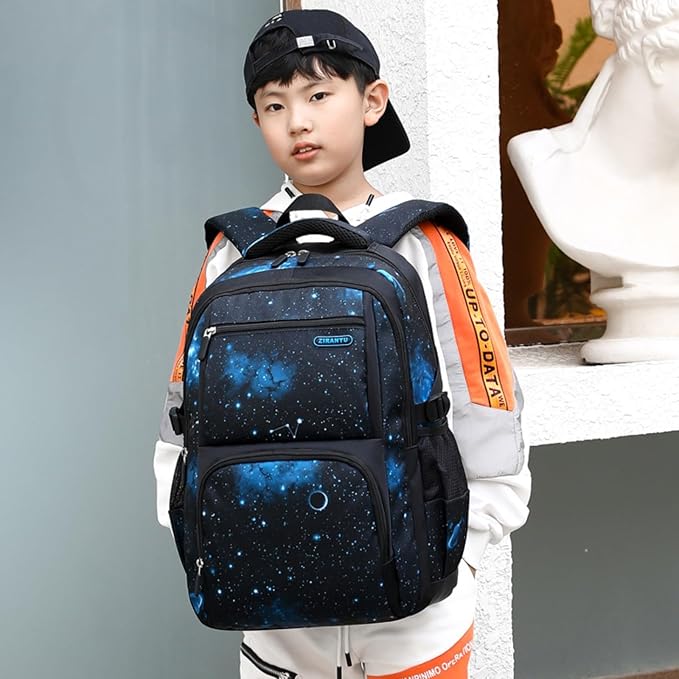 MITOWERMI Boys Backpacks for Primary Junior School Kids Backpack with Lunch Box Galaxy Space Bookbags for Boys Girls