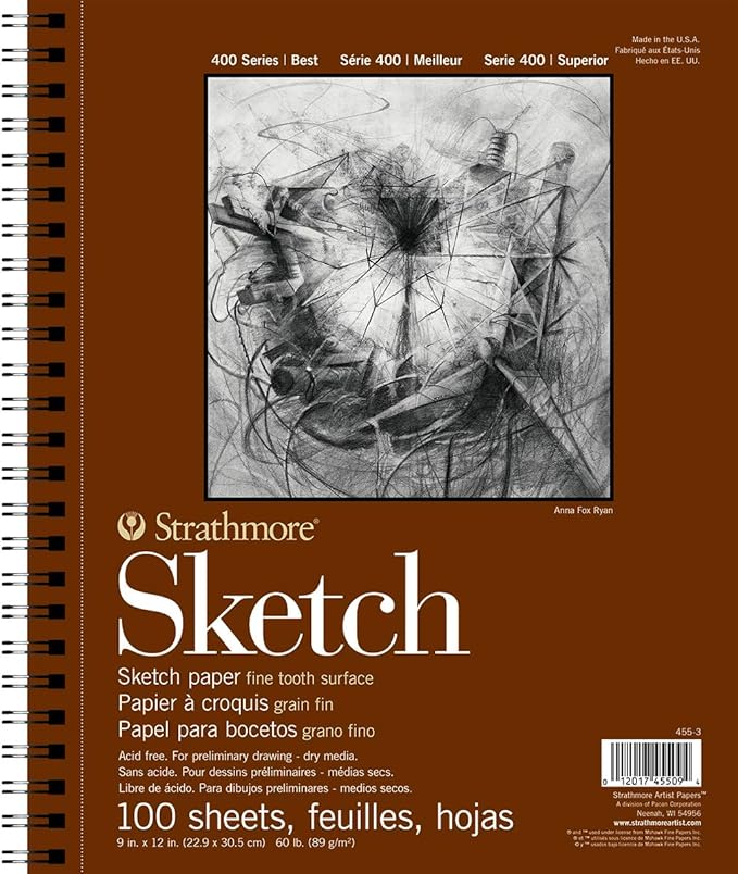 Strathmore 400 Series Sketch Pad, 9x12 inch, 100 Sheets - Artist Sketchbook for Drawing, Illustration, Art Class Students