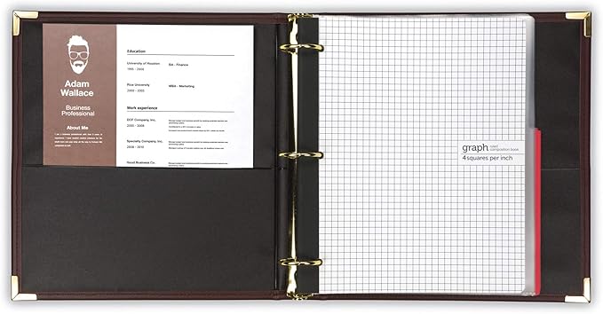 Samsill Classic Collection Leather 3 Ring Binder, Executive Presentation Portfolio, 1.5 Inch (Holds 325 Sheets), Brass Round Ring, Burgundy