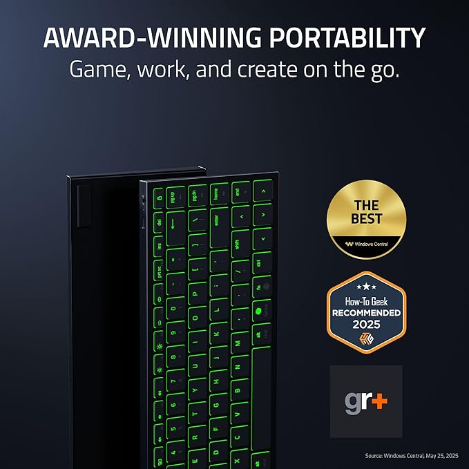 Razer Joro Portable Wireless Gaming Keyboard: Thin, Light, Compact - Chroma RGB - Low Profile Switches - Bluetooth - Long Battery Life - Snap Tap - For PC & Mac Laptops, Steam Deck, Smartphone, Tablet