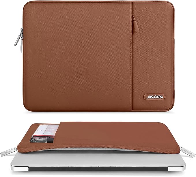MOSISO Laptop Case 13 inch, 13 inch Laptop Sleeve Compatible with MacBook Air M4 M3 M2 M1 2025-2018 / Pro M2 M1 2025-2016, Polyester Vertical Computer Sleeve Bag with Pocket, Caramel Brown