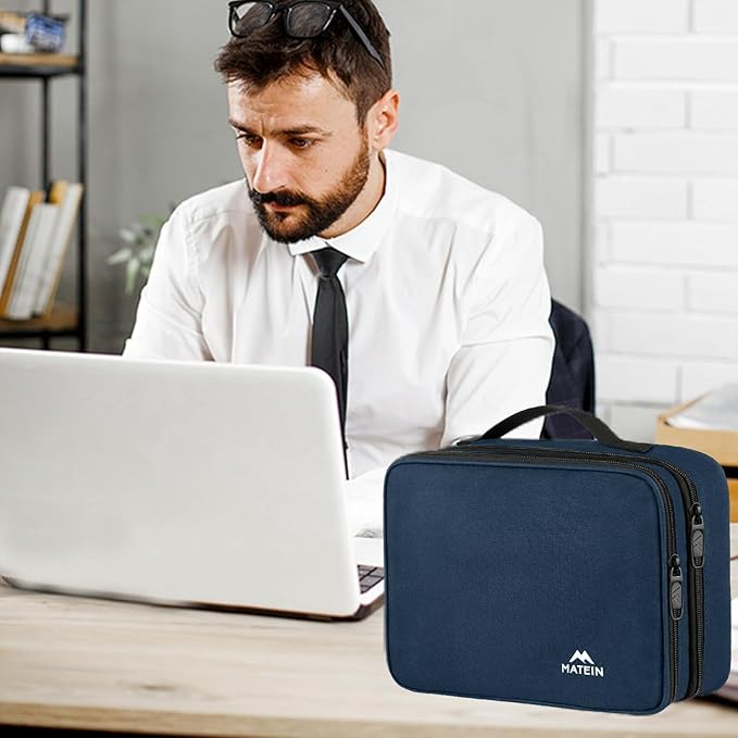 MATEIN Electronics Organizer Travel Case, Water Resistant Portable Travel Cord Organizer for Earphone, Power Bank, and Flash Drive, Universal Carry Case for Cables, Tech Gifts for Men, Navy Blue