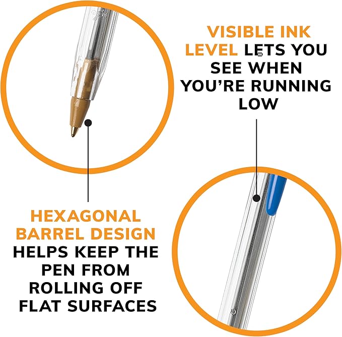 BIC Cristal Xtra Smooth Ballpoint Pen, Medium Point (1.0mm), Blue, 10-Count