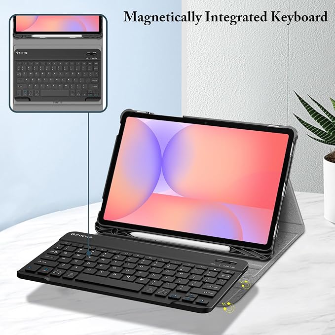 FINTIE Keyboard Case for Samsung Galaxy Tab S10 Lite/ S10 FE/ S9 FE 5G 10.9 Inch/Tab S9 11 Inch with S Pen Holder, Slim Stand Cover Detachable Wireless Bluetooth Keyboard, Lilac Marble
