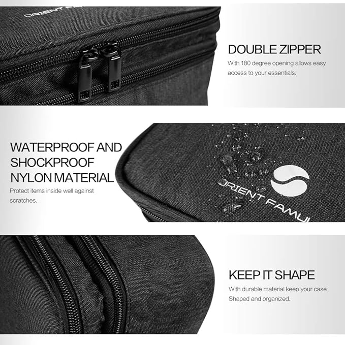 Travel Electronics Organizer, Waterproof Cable Organizer Bag for Electronic Accessories Double Layer Large Shockproof Cable Storage Bag for Cord, Power Bank, Tablet(Up to iPad 11 inch) - Black