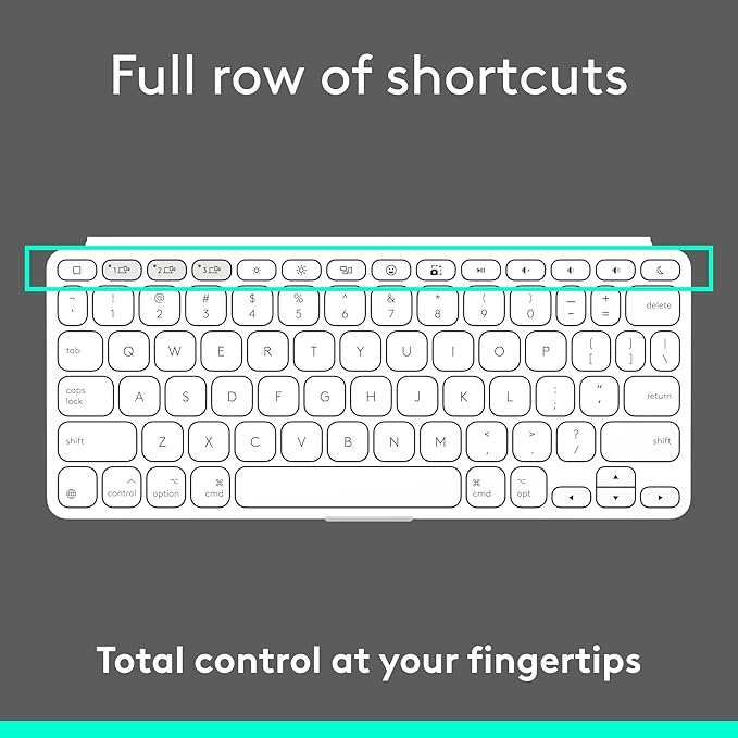 Logitech Keys-to-GO 2 Portable Wireless iPad Keyboard with Built-in Cover, Slim and Compact Bluetooth Keyboard for iPad, iPhone, Mac, and Apple TV, Easily Switch with Devices - Pale Grey