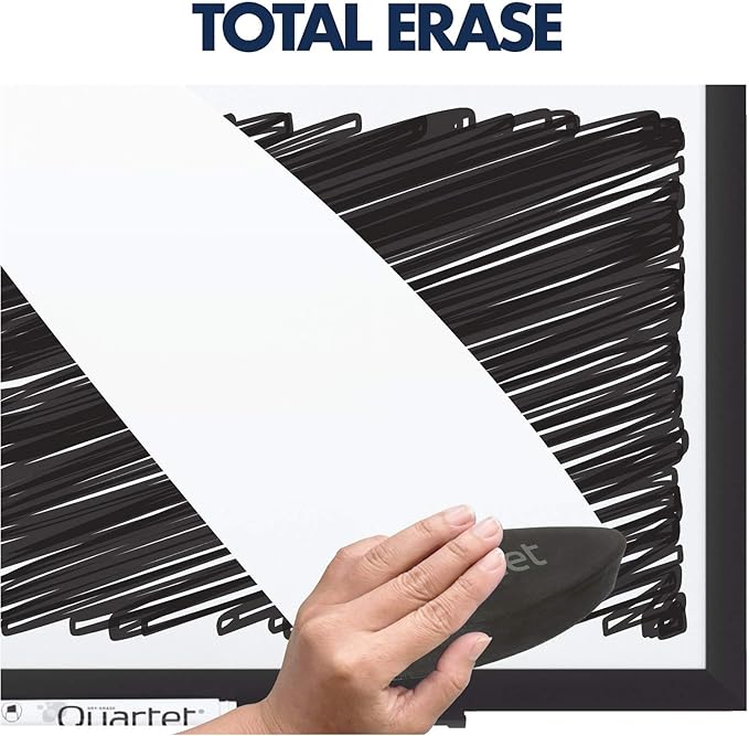 Quartet Whiteboard, Non-Magnetic Dry Erase White Board, 8' x 4', Total Erase, Black Aluminum Frame (S538B)