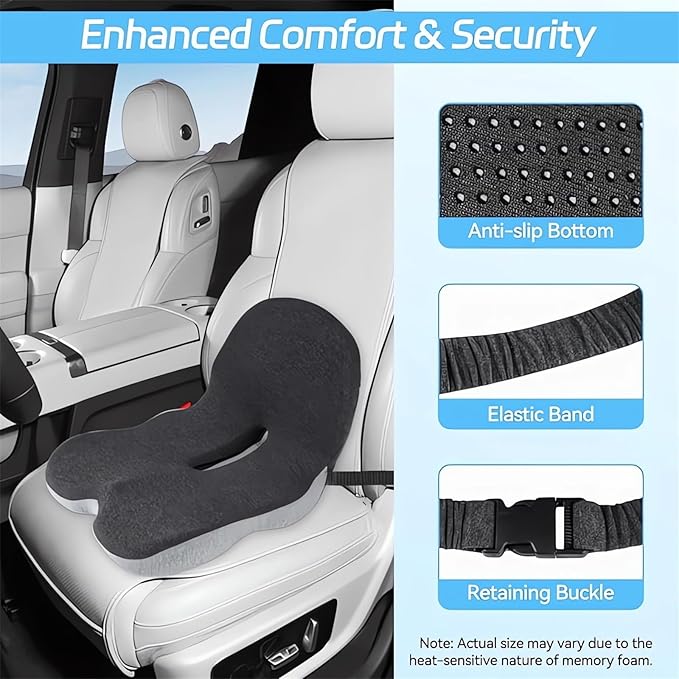 Memory Foam L-Shaped Integrated Seat Cushions for Car Truck Driver Ergonomic L Shape Lumbar Cushion Sciatica Back Pain Relief Office Chair Butt and Back Support Pillow Long Driving Booster Seat (G1)