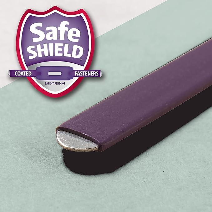 Smead Pressboard Fastener File Folder with SafeSHIELD Fasteners, 2 Fasteners, 1/3-Cut Tab, 1" Expansion, Letter Size, Gray/Green, 25 per Box (14931)