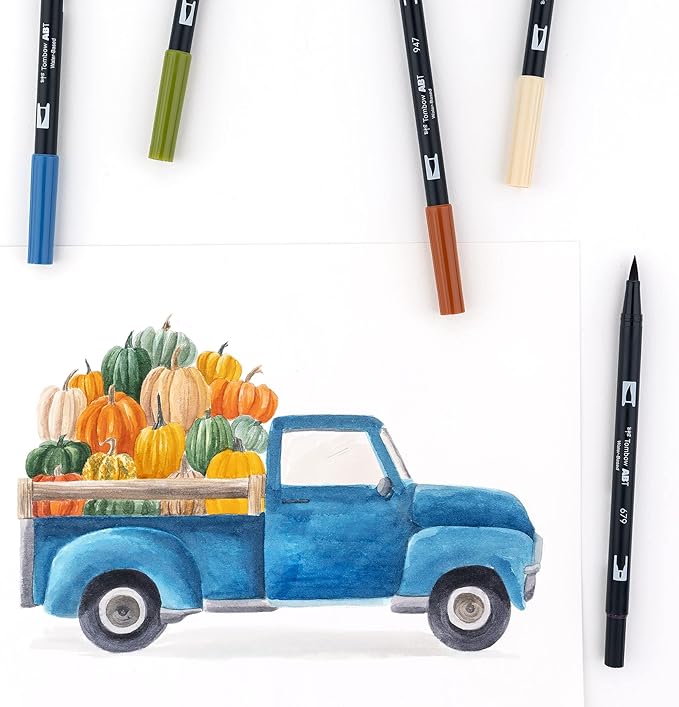 Tombow 56186 Dual Brush Pen Art Markers, Muted, 10-Pack. Blendable, Brush and Fine Tip Markers