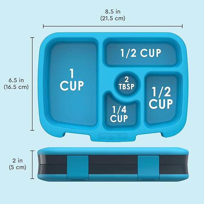 Bentgo Kids Prints Leak-Proof, 5-Compartment Bento-Style Kids Lunch Box - Ideal Portion Sizes for Ages 3-7, Durable, Drop-Proof, Dishwasher Safe, & PFAS & BPA-Free Materials (Dinosaur)
