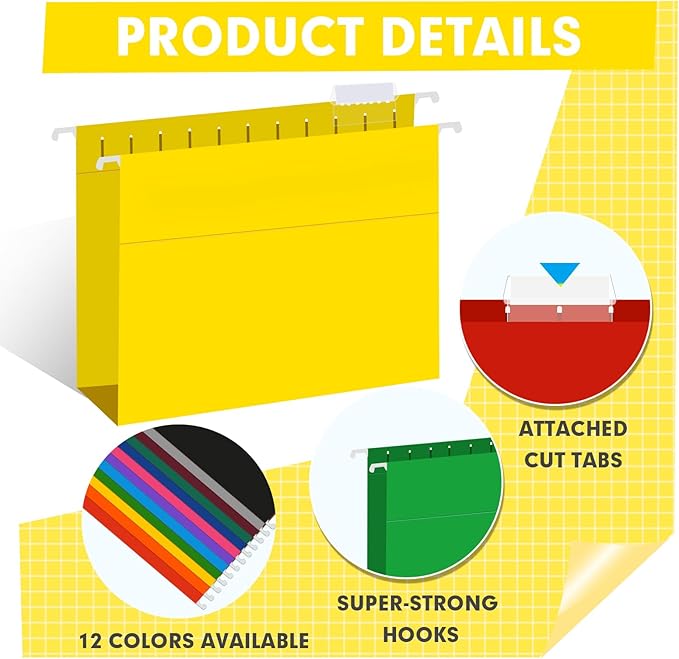 HERKKA Extra Capacity Hanging File Folders, 60 Pack Reinforced Letter Size Hanging Folders with Heavy Duty 3 Inch Expansion, Designed for Bulky Files, Medical Charts, 12 Assorted Colors