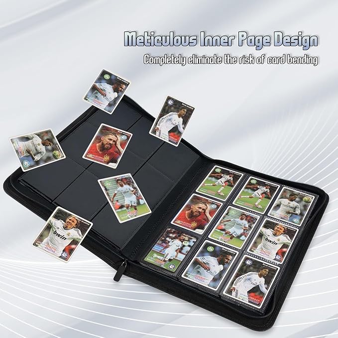 9 Pocket Card Binder - 540 Capacity with Zip Closure Premium, Double-Sided,Sturdy & Sleek PU Leather Protector for MTG, TCG, Sport & Collectible Cards (Grass green)