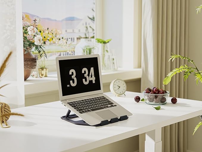 Amazon Basics Aluminum Portable Foldable Laptop Support Stand for Laptops up to 13", Black