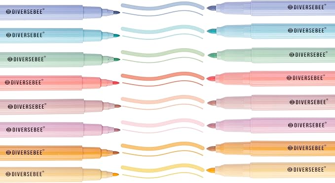 DIVERSEBEE Dual Tip Bible Highlighters and Pens No Bleed, 8 Pack Assorted Colors Quick Dry Highlighters Set, Cute Markers, Bible Study Journaling School Office Supplies and Accessories (Pastel)
