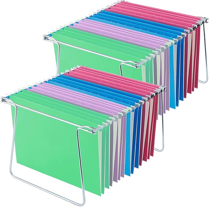 Heavy Duty Steel Hanging File Frame,Letter Size Hanging File Folder Frame,Adjustable Length 11" to 18",2 Packs(Without Folders)