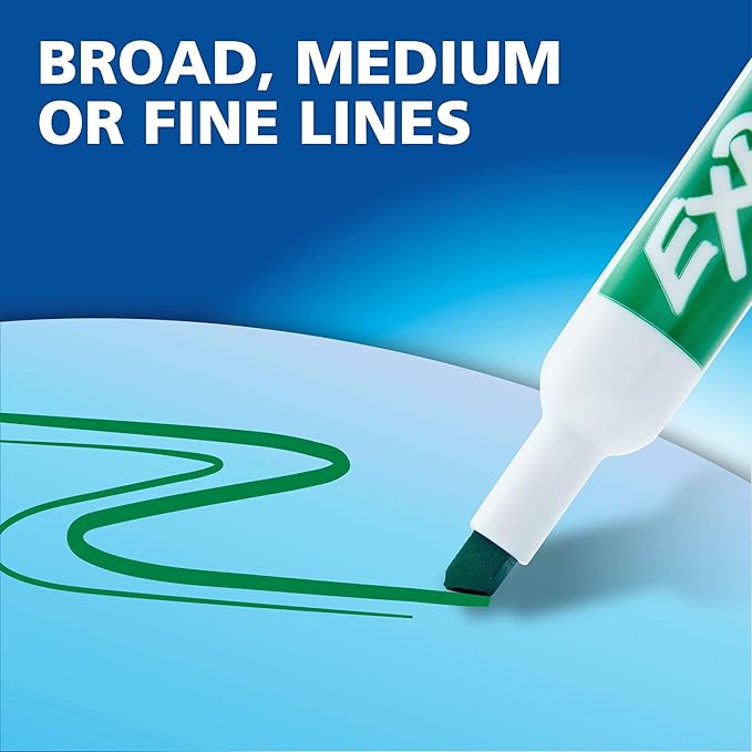 EXPO Low Odor Dry Erase Markers Chisel Tip Green 12 Count
