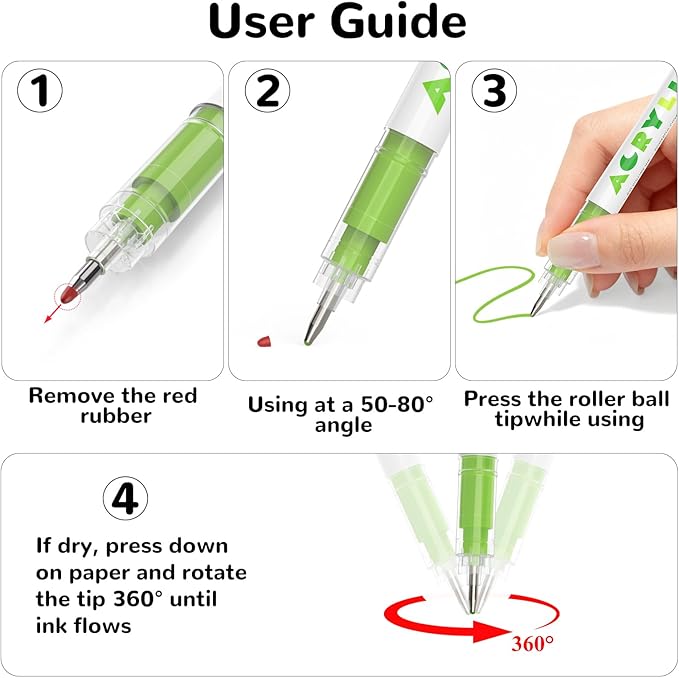Redfun Acrylic Gel Pens, 12 Pcs Fluorescent Color Liquid Ink Highlighter Markers, 1mm Fine Tip Acrylic Paint Markers for Coloring Books, Drawing, Journaling, Scrapbooking Christmas Stocking Stuffers