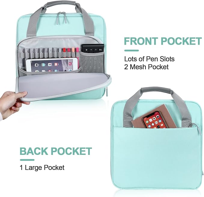 3 Ring Zipper Binder 2 Inch with Shoulder Strap 500 Sheet Capacity & Multi-Pockets for School and Office Binder Organizer, Compatible with 13-Inch MacBook/Tablet (Patent Design Light Blue)