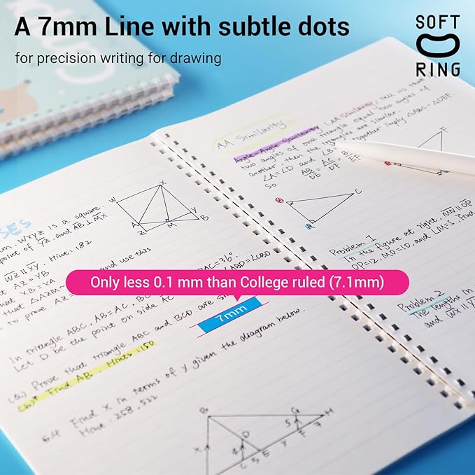 KOKUYO Spiral Notebook Journal, 3 Pack Campus B5 Soft Ring Notebooks with Dotted A 7mm Rule, 40 Sheets, Cute Animal 1 Subject Notebook in Blue Yellow Green, College Office Note Taking. Japan Import
