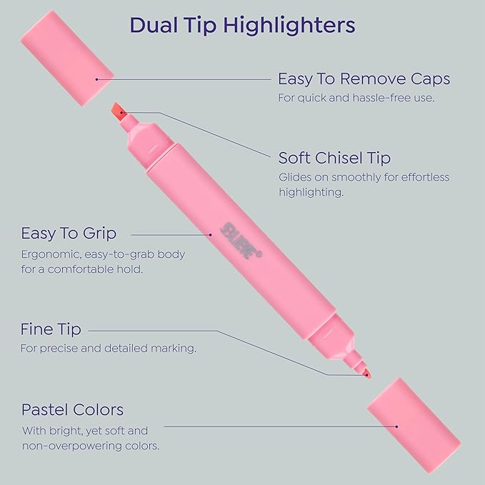 BLIEVE- Aesthetic Bible Highlighters No Bleed Through Assorted Colors, Cute Highlighter Dual Tip For Journaling Supplies And School Accessories, Bible Highlighters And Pens No Bleed (40 PACK)