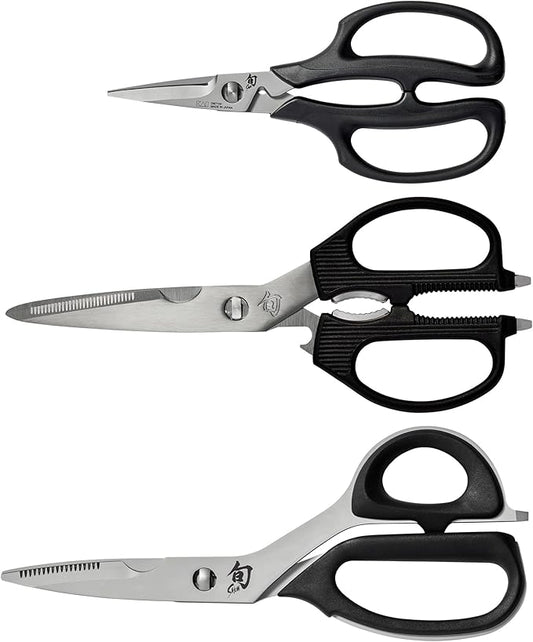 Shun 3-Piece Shear Set, Includes Multi Purpose, Kitchen and Herb Shears, Heavy Duty Cooking Scissors, Durable 420J2 Stainless Steel, Kitchen Shears Set for Professional and Home Chefs