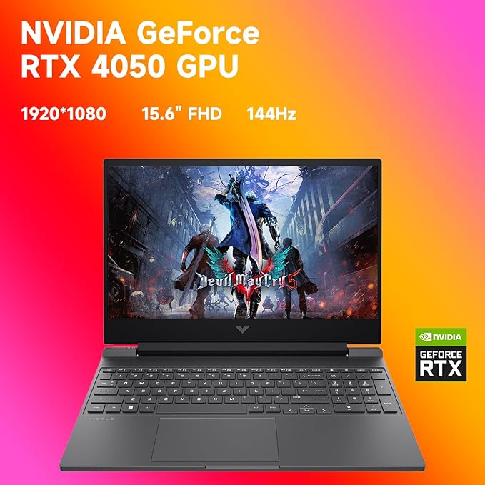 HP Victus RTX 4050 AI Gaming Laptop with Copilot, 15.6 FHD 144Hz, AMD Ryzen 7 7445HS(Beats Intel i7-13700), NVIDIA RTX 4050, 64GB DDR5 RAM, 1TB SSD, Backlit KB, Bundle with PCO Laptop Cooler