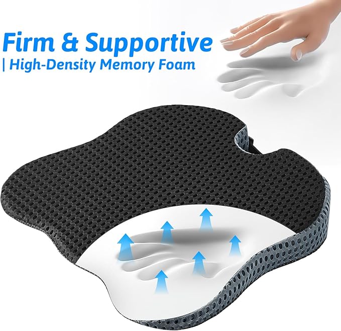 Wedge Car Seat Cushion for Better Visibility & Sciatica Pain Relief - High Density Memory Foam, Non-Slip Ergonomic Car Seat Cushion for Driving, Universal Fit for Car, SUV,Truck & Tractor