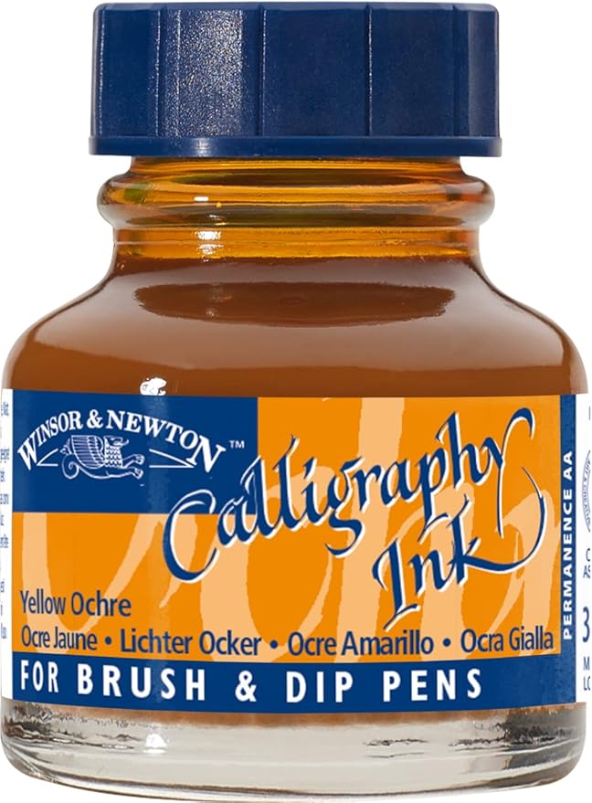 Winsor & Newton Calligraphy Ink, 30ml(1-oz) Bottle, Yellow Ochre