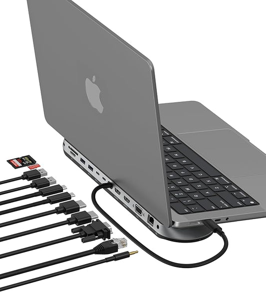 Belkin Connect 11-in-1 Universal USB-C Pro Dock w/ 3-Monitor Support, Silicon Motion Technology - Works with Mac, Windows, and Chromebook - 100W PD w/ 10Gbps Transfer Speeds & 2.5Gbps Ethernet - Grey