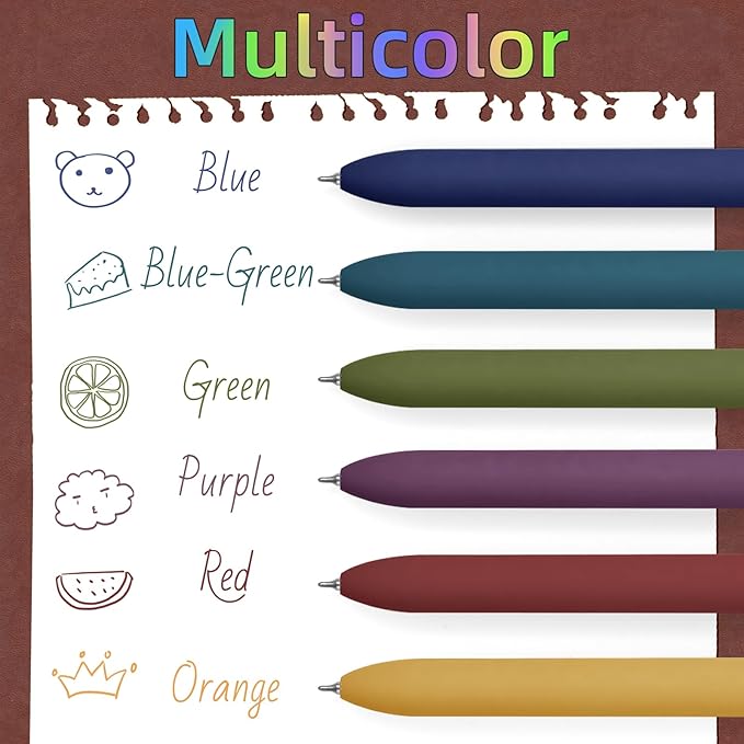 Colorful Pens, 6 Pcs Colored Pens Fine Point Smooth Writing Pen, 0.5mm Colored Ink Gel Pen for Journaling Note Taking Writing, Office School Supplies Gifts for Women (6 Pcs Gold Vintage)