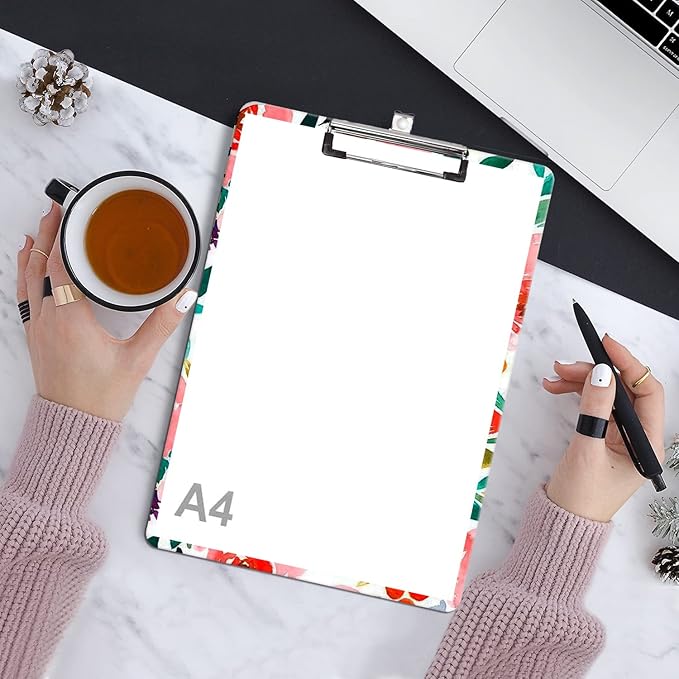 Fashion Clipboard, A4 Letter Size Wooden Decorative Clipboards for Teacher, Nurse, Doctor,Student and Kids, Cute Design for Standard Size 12.2" x 8.9" (C-Pink Floral)