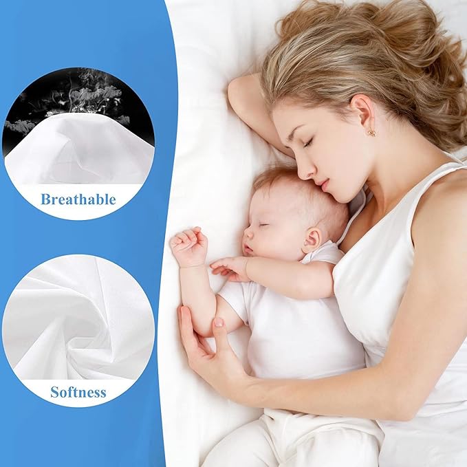 Softhour Queen Size Waterproof Mattress Protector, 2 Pack, Stretch to 21'' Deep Pocket, Soft Breathable, Noiseless, Ideal for Home & Commercial Use