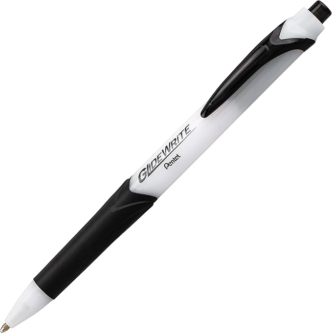 Pentel GlideWrite Ballpoint Pen with TechniFlo Ink, (1.0mm) Medium Line, Black Ink, Pack of 6 (BX910BP6A)