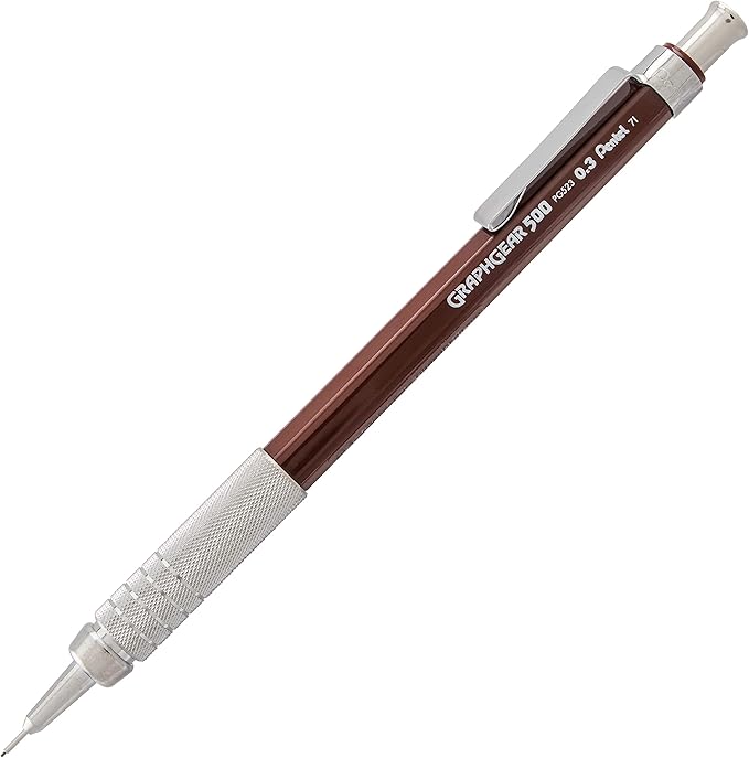 Pentel GraphGear 500 Mechanical Drafting Pencil, (0.7mm), Medium Line, Blue Barrel, Pack of 4 (PG527BP4C)
