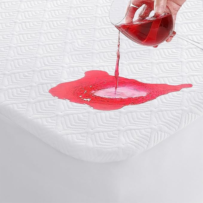 King Mattress Protector, Waterproof Mattress Pad Washable Rayon Mattress Cover Breathable Noiseless Bed Protector 3D Patterns 5" - 21'' Elastic Fitted Deep Pocket(White)