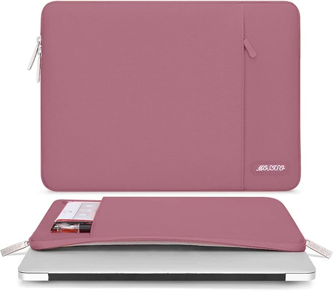 MOSISO Laptop Case 16 inch, 15-15.6 inch Laptop Sleeve Compatible with MacBook Pro 16 M4 M3 M2 M1, HP Acer Dell Lenovo ASUS Notebook, Polyester Vertical Computer Sleeve Bag with Pocket, Dusty Rose